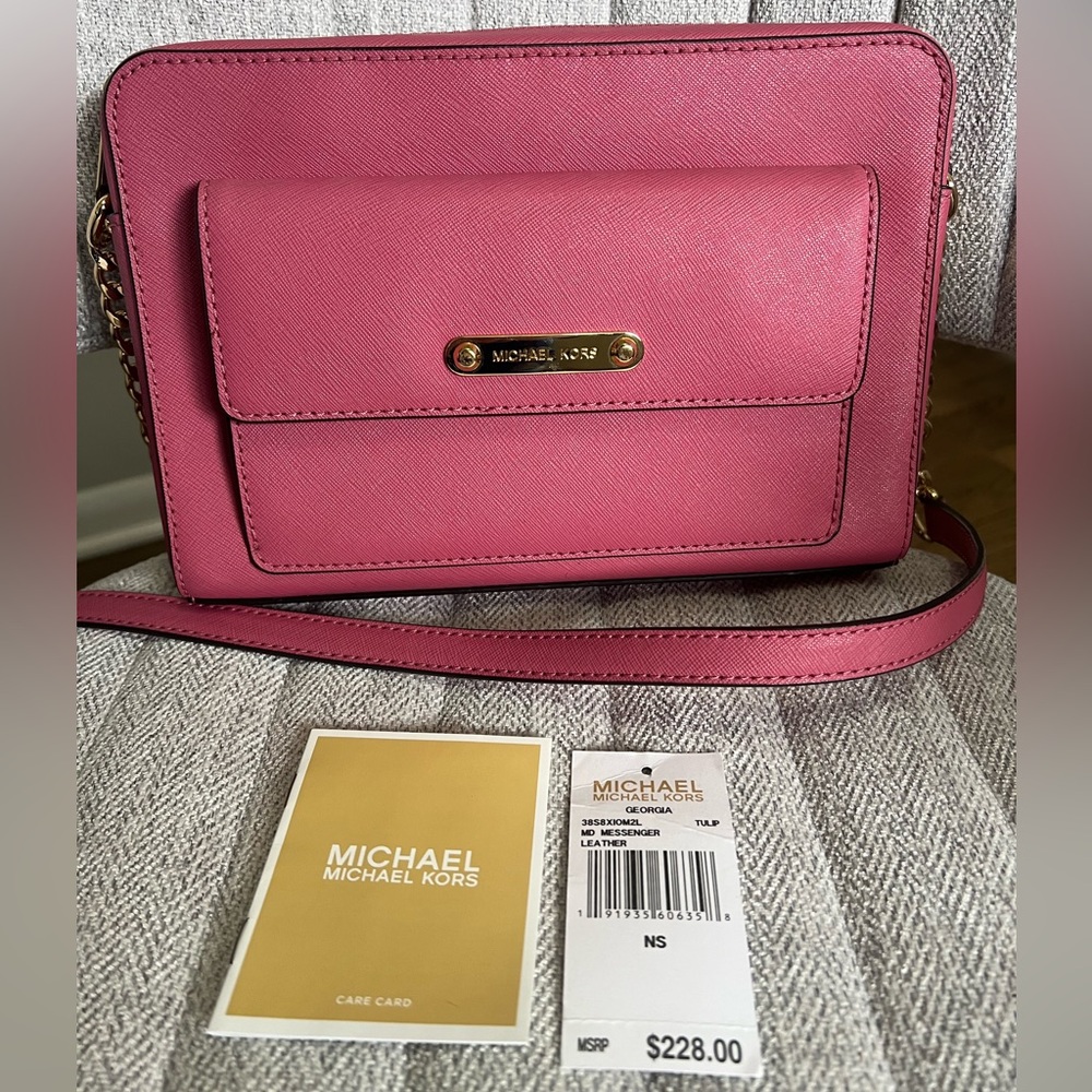 Michael Kors Leather Messenger Crossbody Bag
